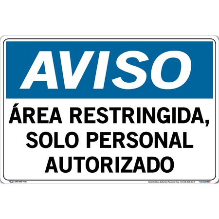 Vestil Vinyl Label Sign, 12-1/2" Height, 18-1/2" Width, Vinyl Label, Rectangle, Spanish SI-N-38-D-LB-011-S